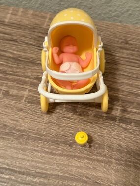 My Mini Baby with Polka Dot Yellow Stroller